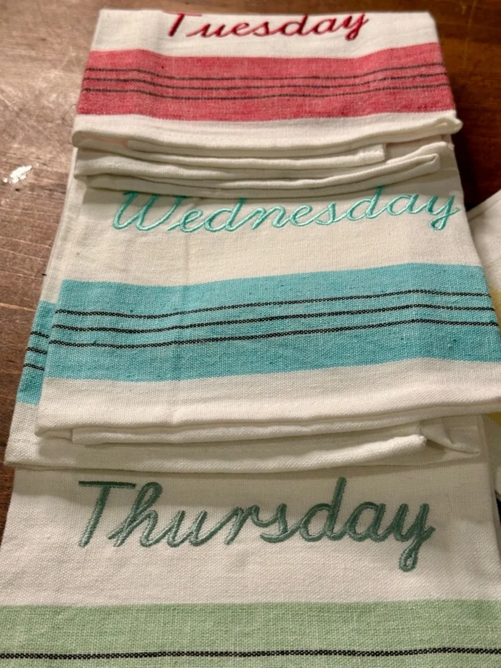 Martha Stewart 5 Days of the Week Embroidered Cotton Kitchen Towels Multi Color